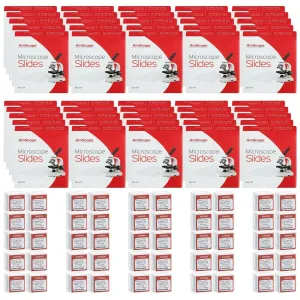 AmScope Carton of 3600 Pre-Cleaned Blank Microscope Slides and 5000 22x22mm Square Cover Glass