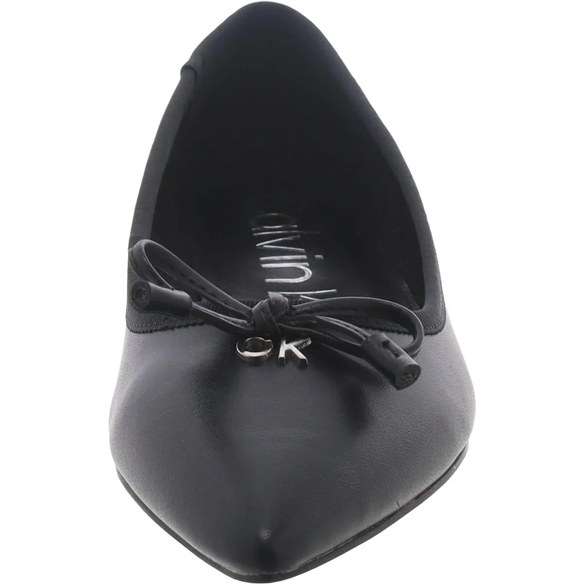 Calvin Klein Womens Aolina Faux Leather Bow Ballet Flats