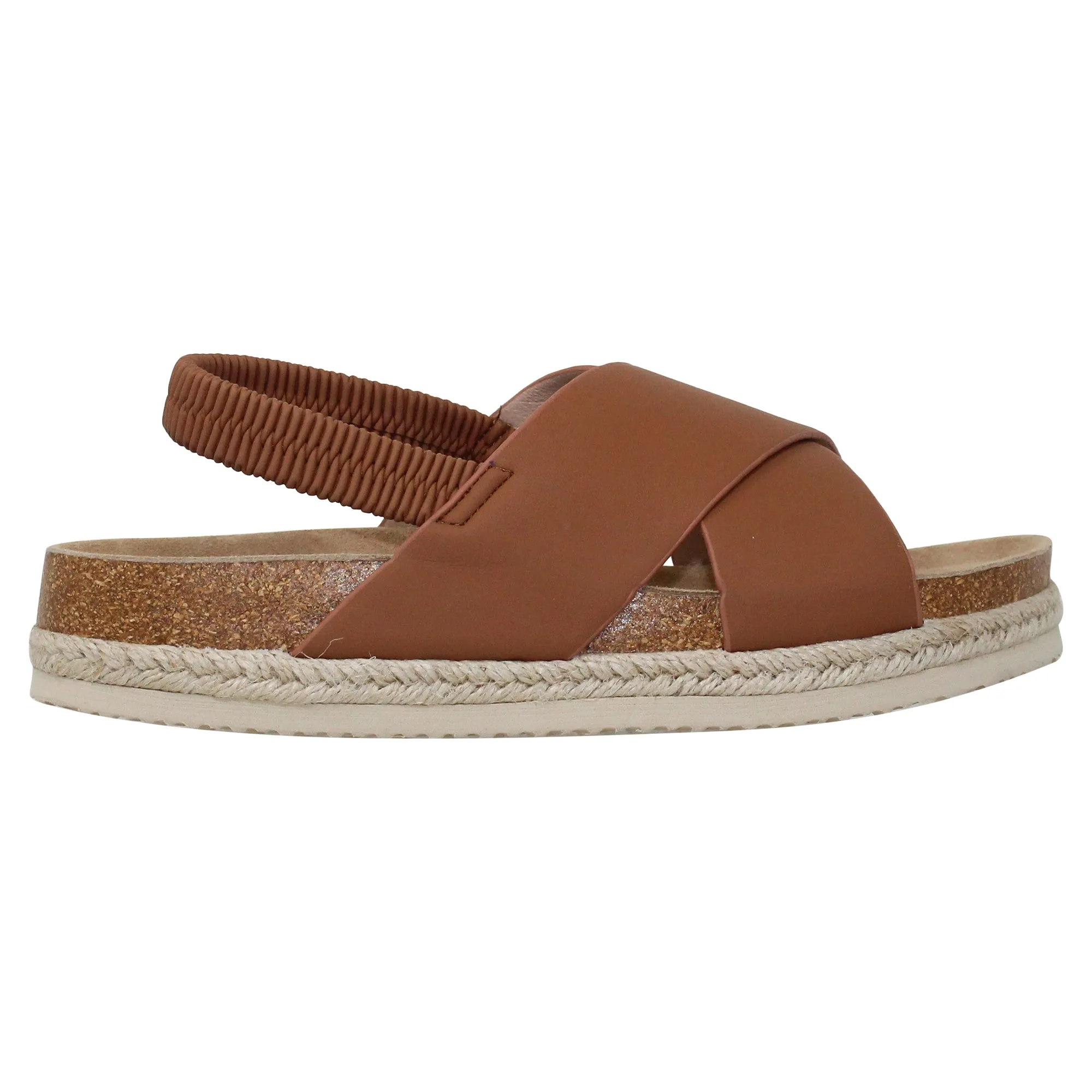 Women's Classic Criss Cross Platform Sandals Espadrilles Sling Back Tan